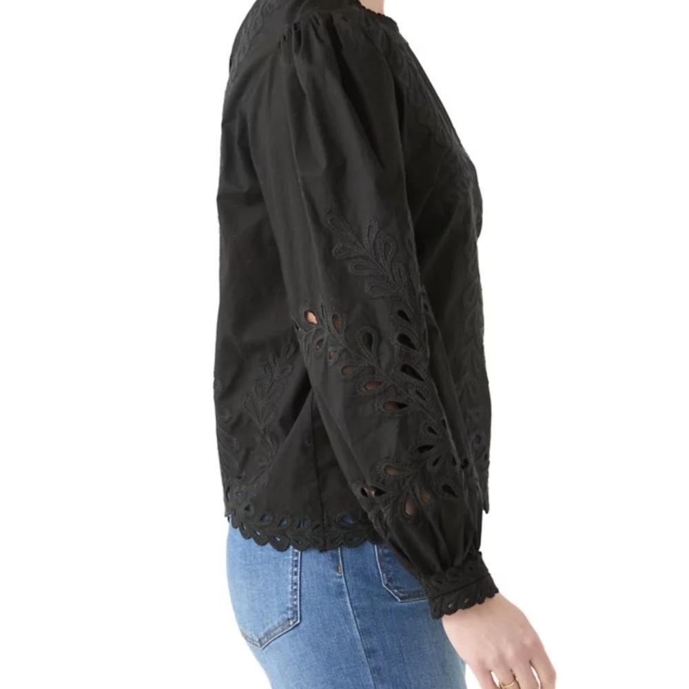 Philosophy Black Eyelet Embroidered Blouse - Picture 10 of 10